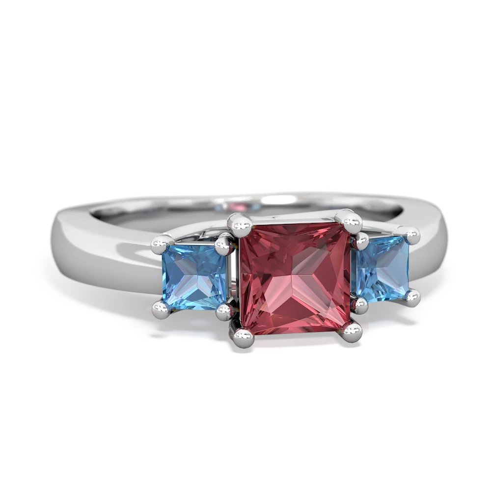 Pink Tourmaline Three Stone Trellis 14K White Gold ring R4015