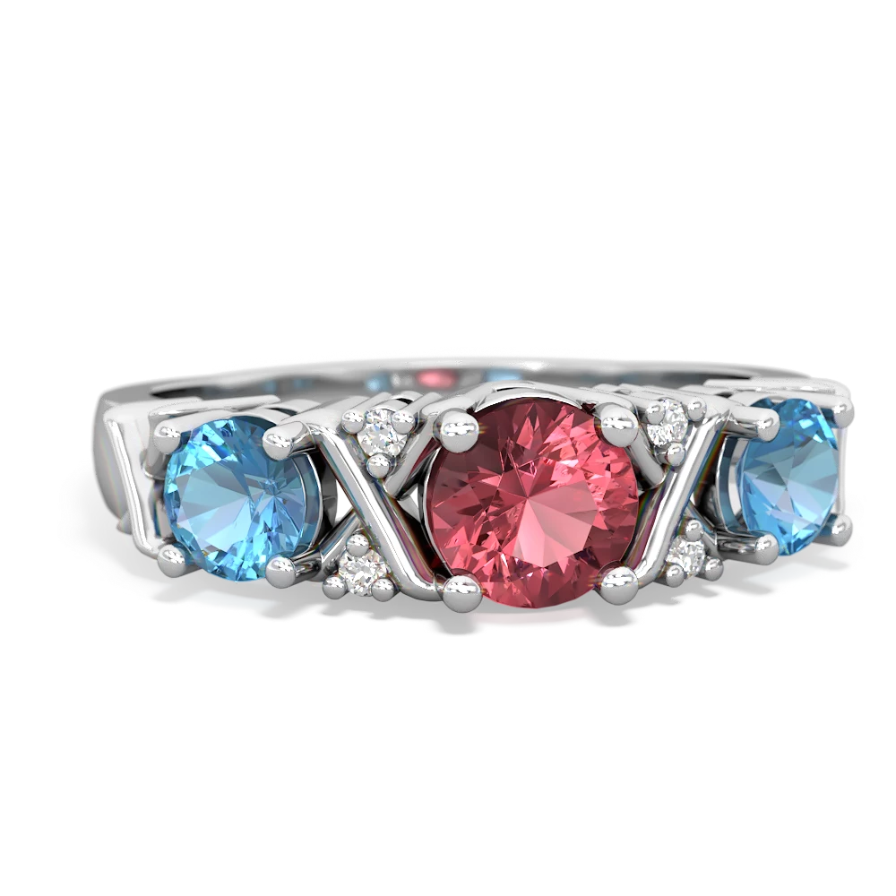 Pink Tourmaline Hugs And Kisses 14K White Gold ring R5016