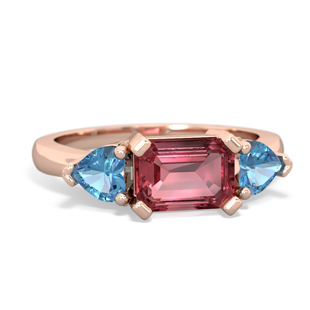 Pink Tourmaline Three Stone 14K Rose Gold ring R5235