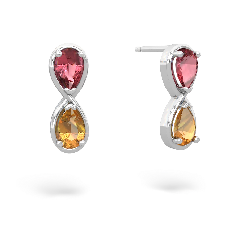 Pink Tourmaline Infinity 14K White Gold earrings E5050