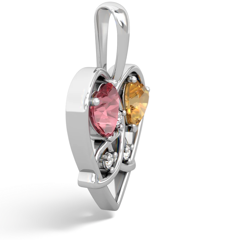 Pink Tourmaline Celtic Trinity Heart 14K White Gold pendant P5331