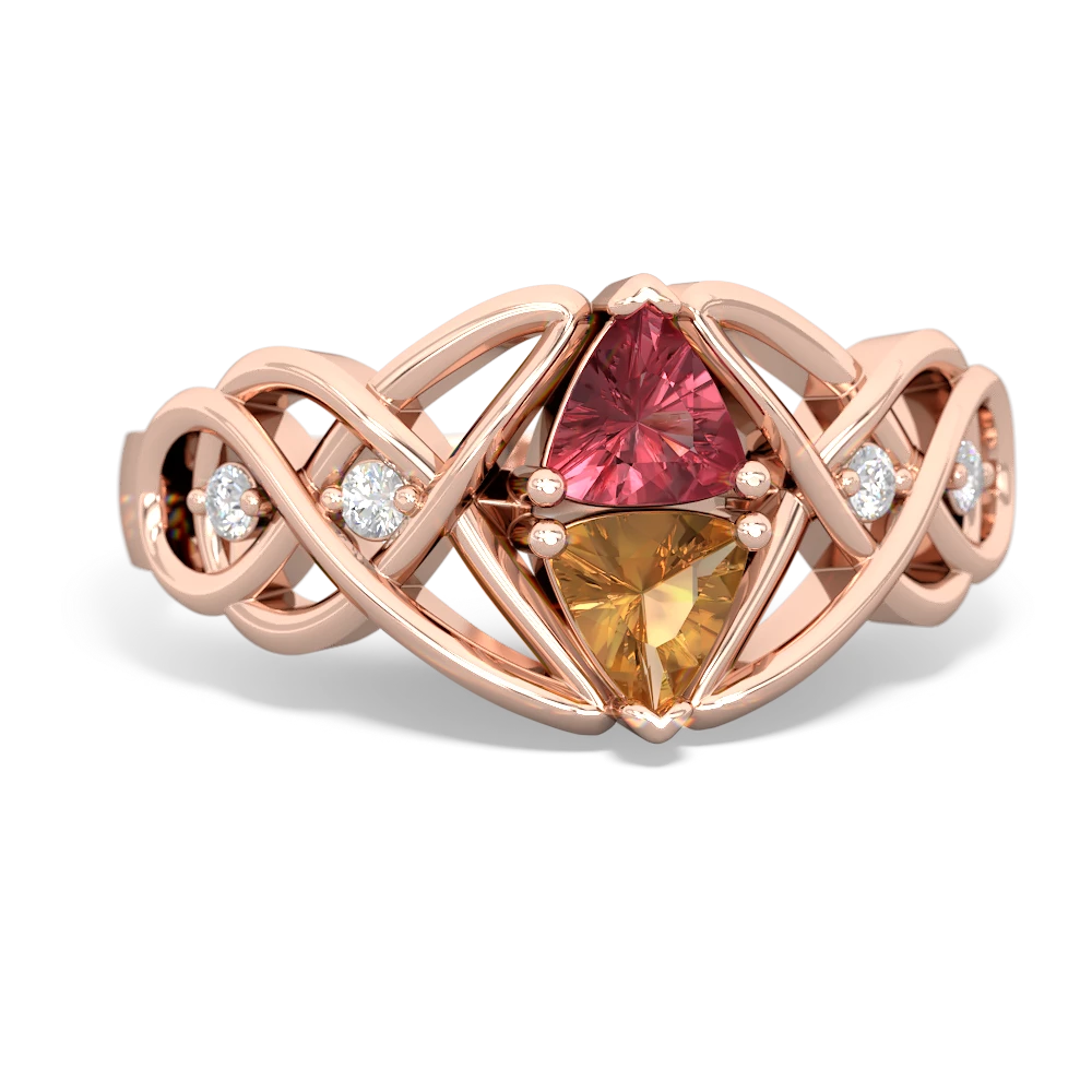 Pink Tourmaline Keepsake Celtic Knot 14K Rose Gold ring R5300