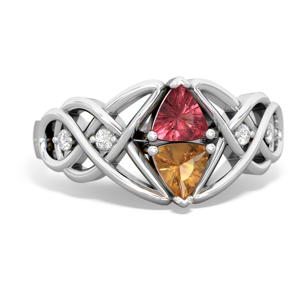 Pink Tourmaline Keepsake Celtic Knot 14K White Gold ring R5300