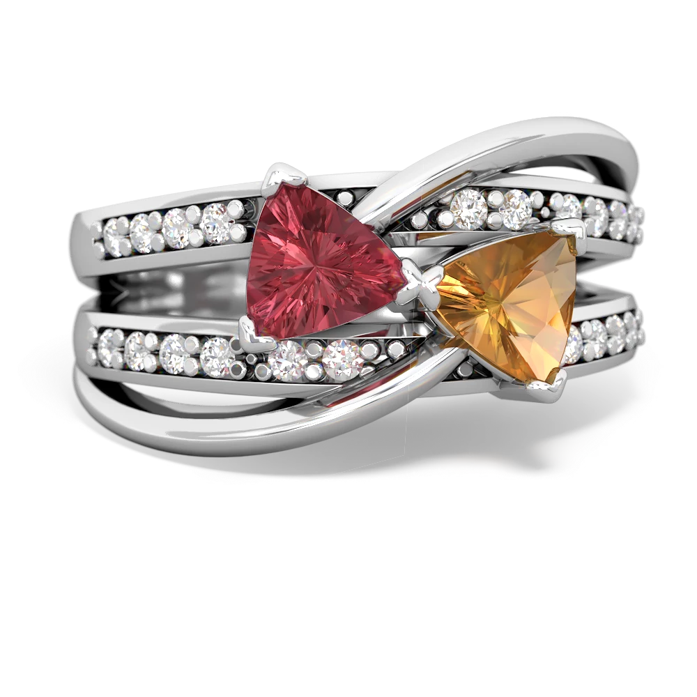 Pink Tourmaline Bowtie 14K White Gold ring R2360