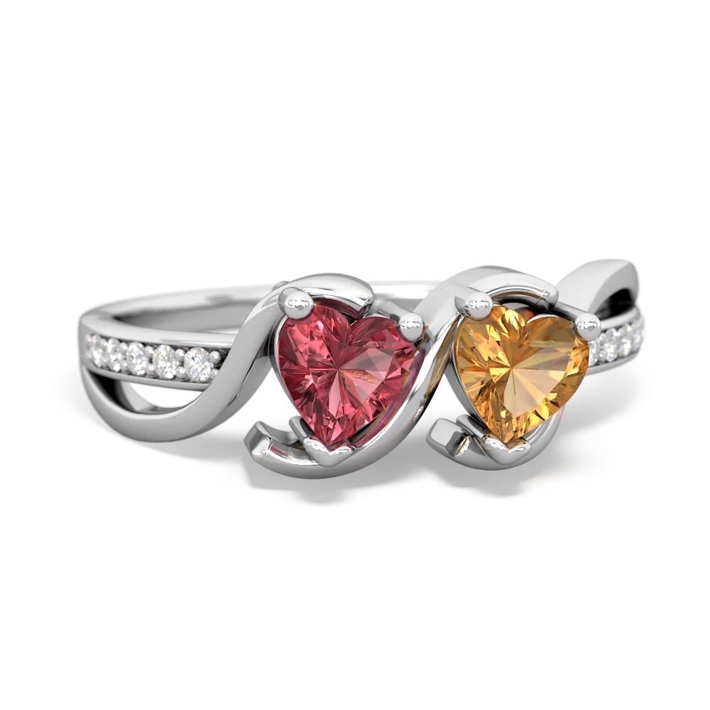 Pink Tourmaline Side By Side 14K White Gold ring R3090