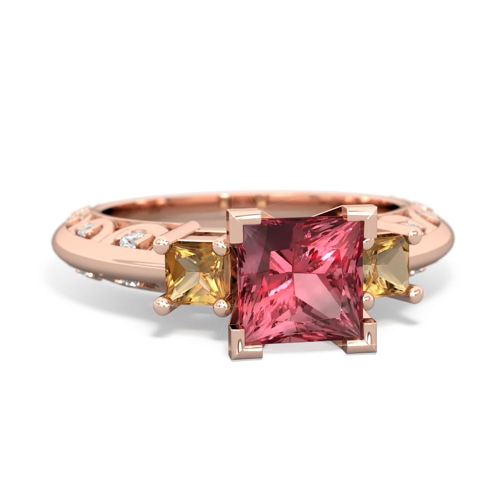 Pink Tourmaline Eternal Embrace Engagement 14K Rose Gold ring C2001