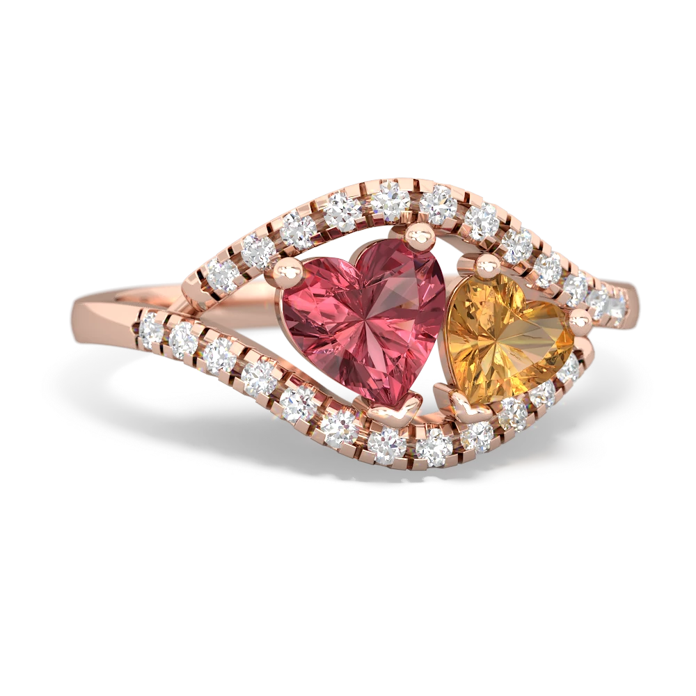 Pink Tourmaline Mother And Child 14K Rose Gold ring R3010