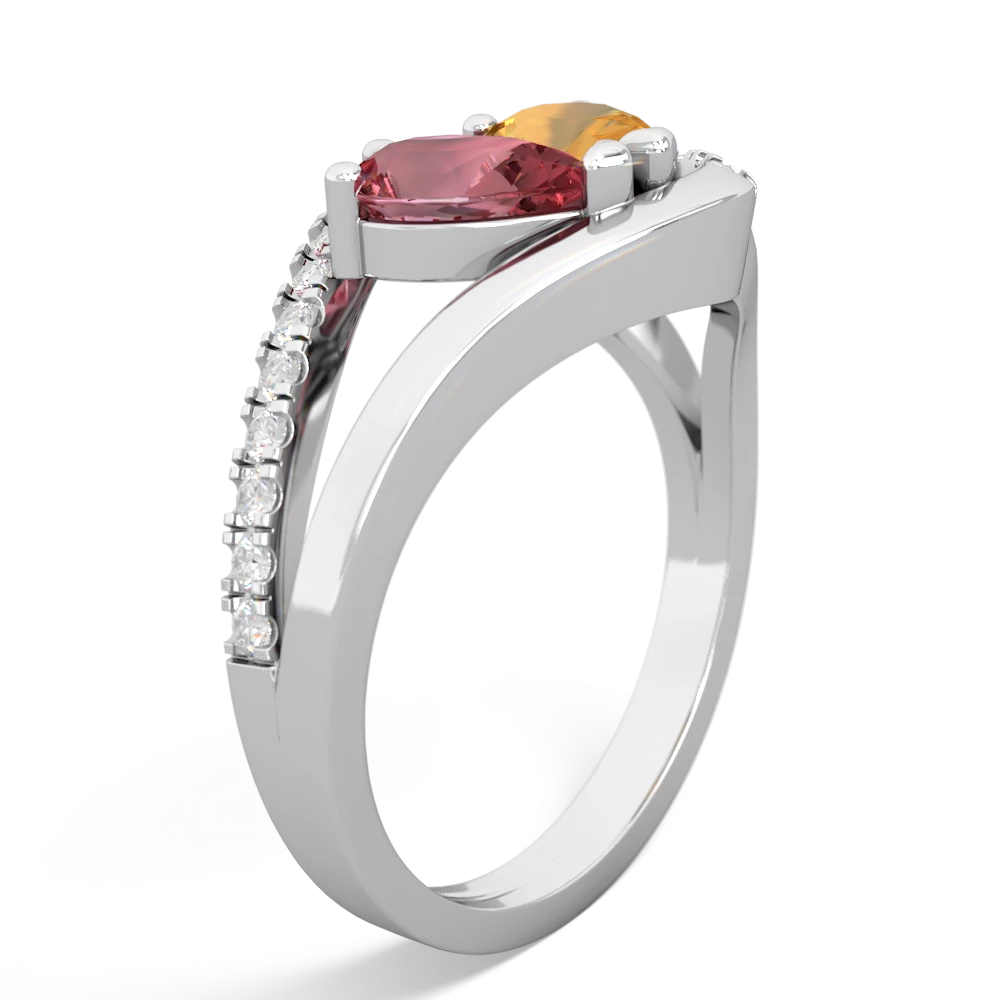 Pink Tourmaline Nestled Heart Keepsake 14K White Gold ring R5650