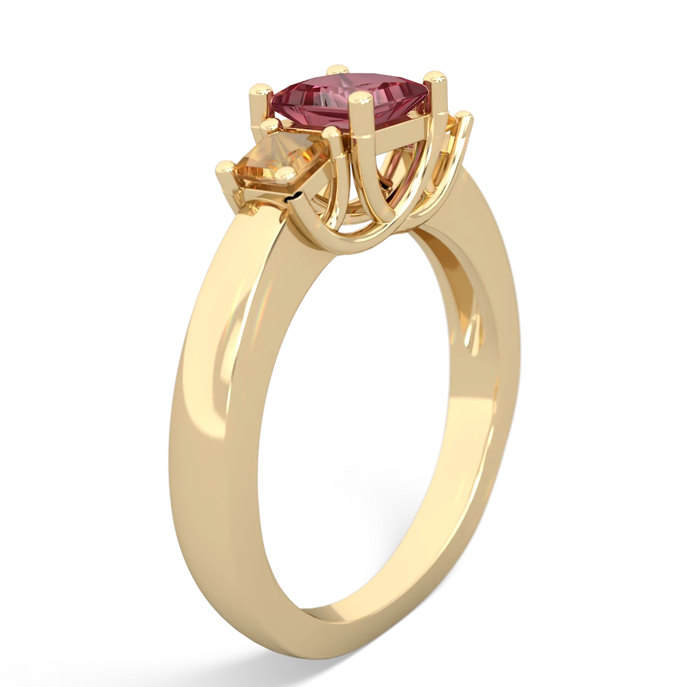 Pink Tourmaline Three Stone Trellis 14K Yellow Gold ring R4015