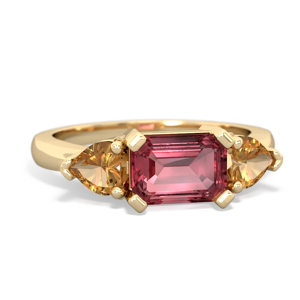 Pink Tourmaline Three Stone 14K Yellow Gold ring R5235