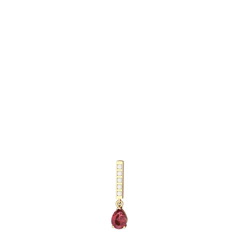 Pink Tourmaline Art Deco Diamond Drop 14K Yellow Gold earrings E5324