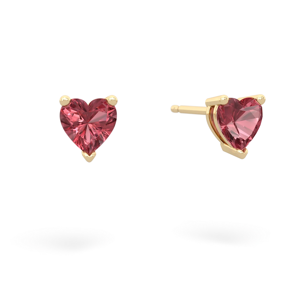 Pink Tourmaline 5Mm Heart Stud 14K Yellow Gold earrings E1861