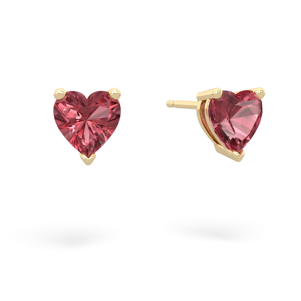 Pink Tourmaline 6Mm Heart Stud 14K Yellow Gold earrings E1862