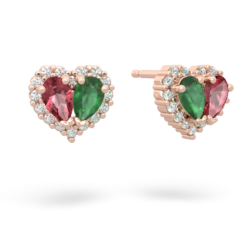 Pink Tourmaline Halo 14K Rose Gold earrings E7008