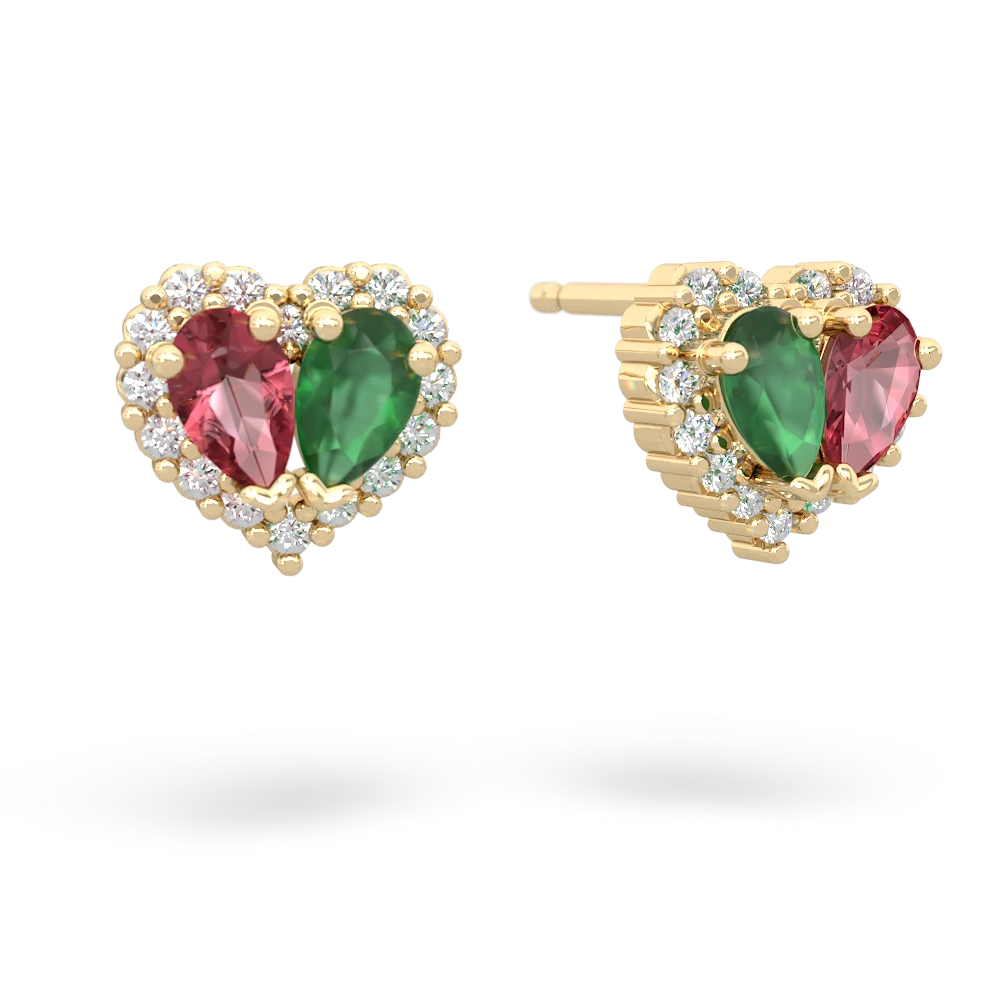 Pink Tourmaline Halo 14K Yellow Gold earrings E7008