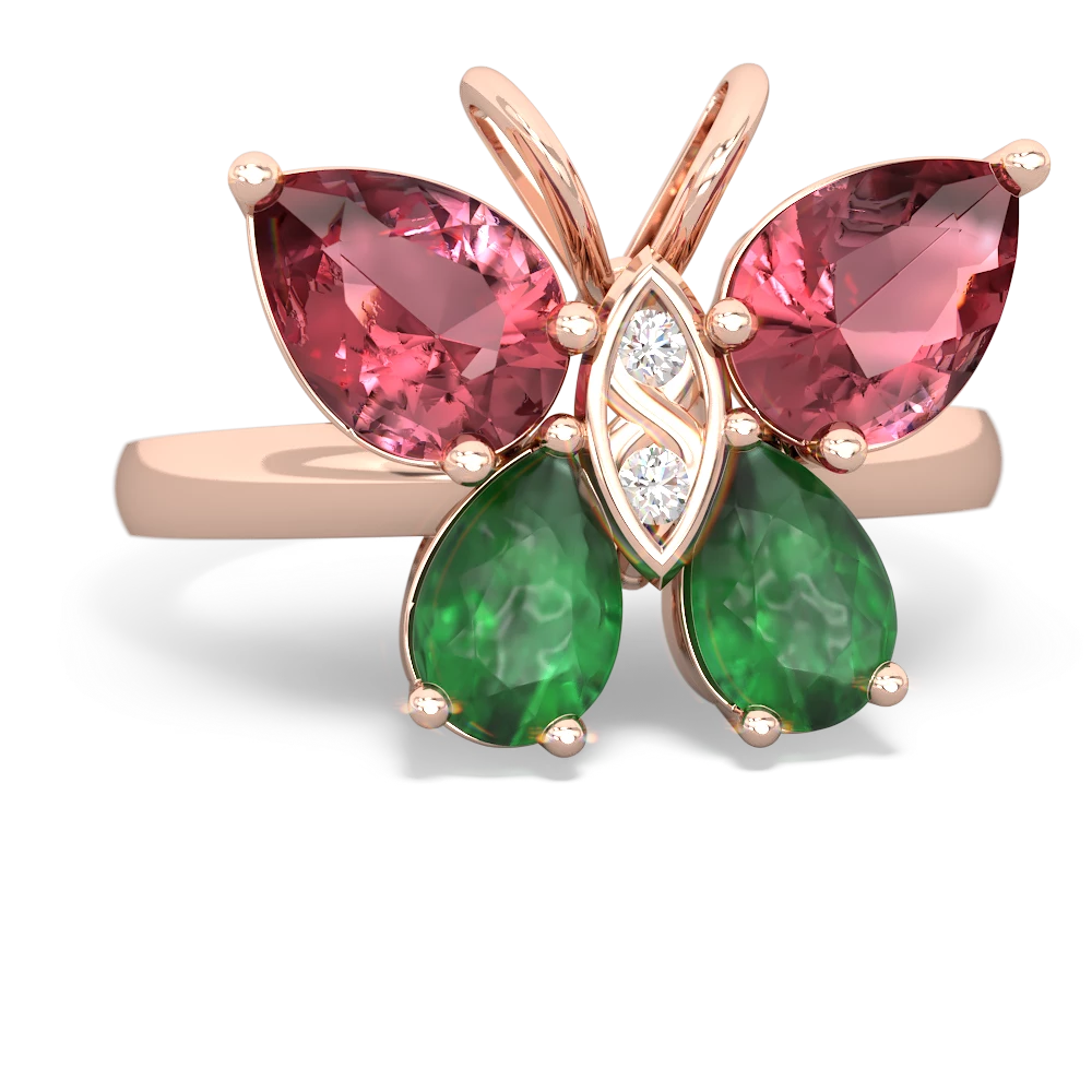 Pink Tourmaline Butterfly 14K Rose Gold ring R2215