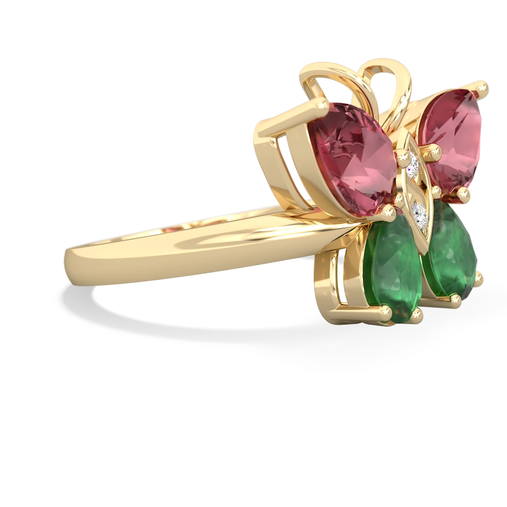 Pink Tourmaline Butterfly 14K Yellow Gold ring R2215