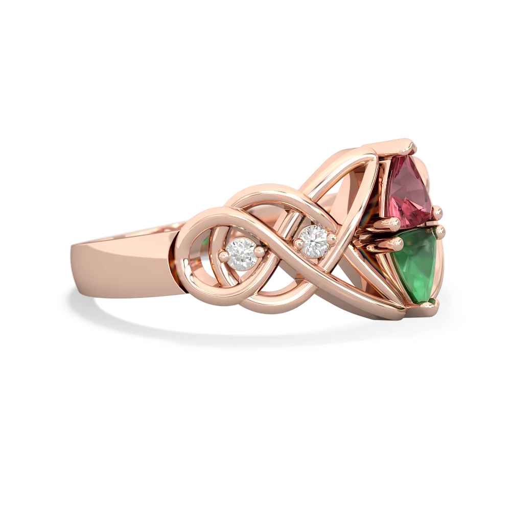 Pink Tourmaline Keepsake Celtic Knot 14K Rose Gold ring R5300