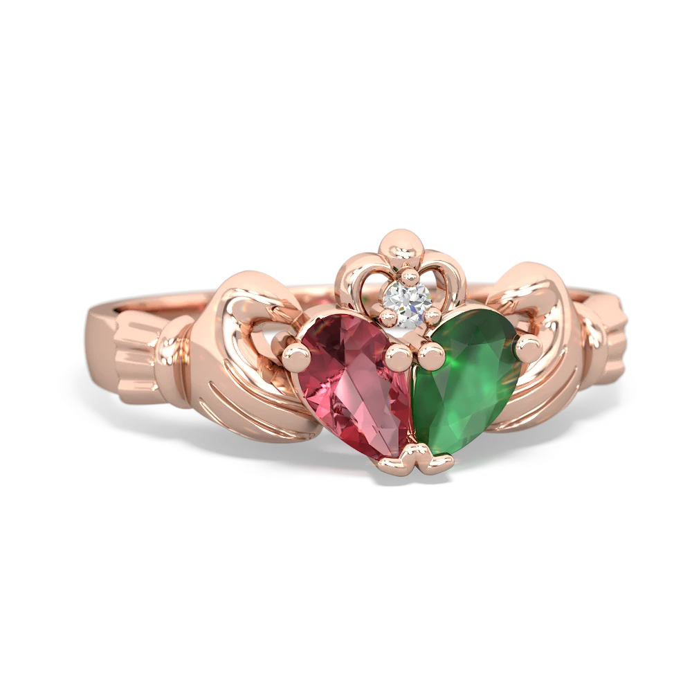 Pink Tourmaline 'Our Heart' Claddagh 14K Rose Gold ring R2388