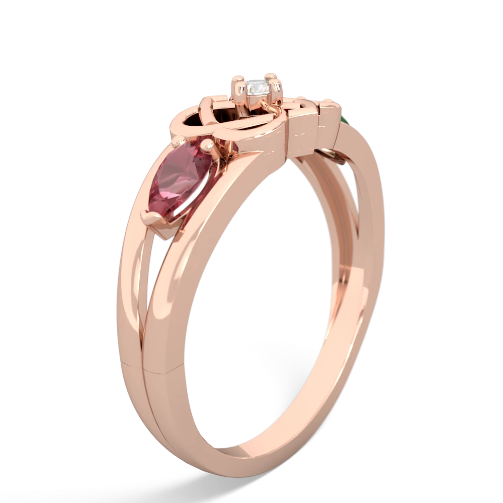 Pink Tourmaline Hearts Intertwined 14K Rose Gold ring R5880