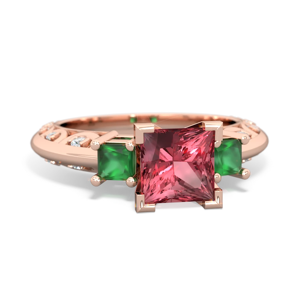 Pink Tourmaline Eternal Embrace Engagement 14K Rose Gold ring C2001