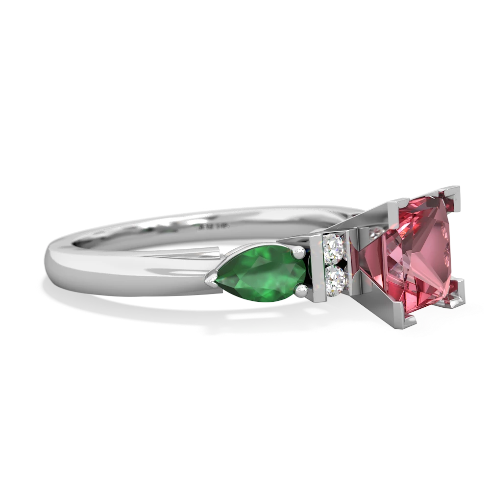 Pink Tourmaline 6Mm Princess Eternal Embrace Engagement 14K White Gold ring C2002