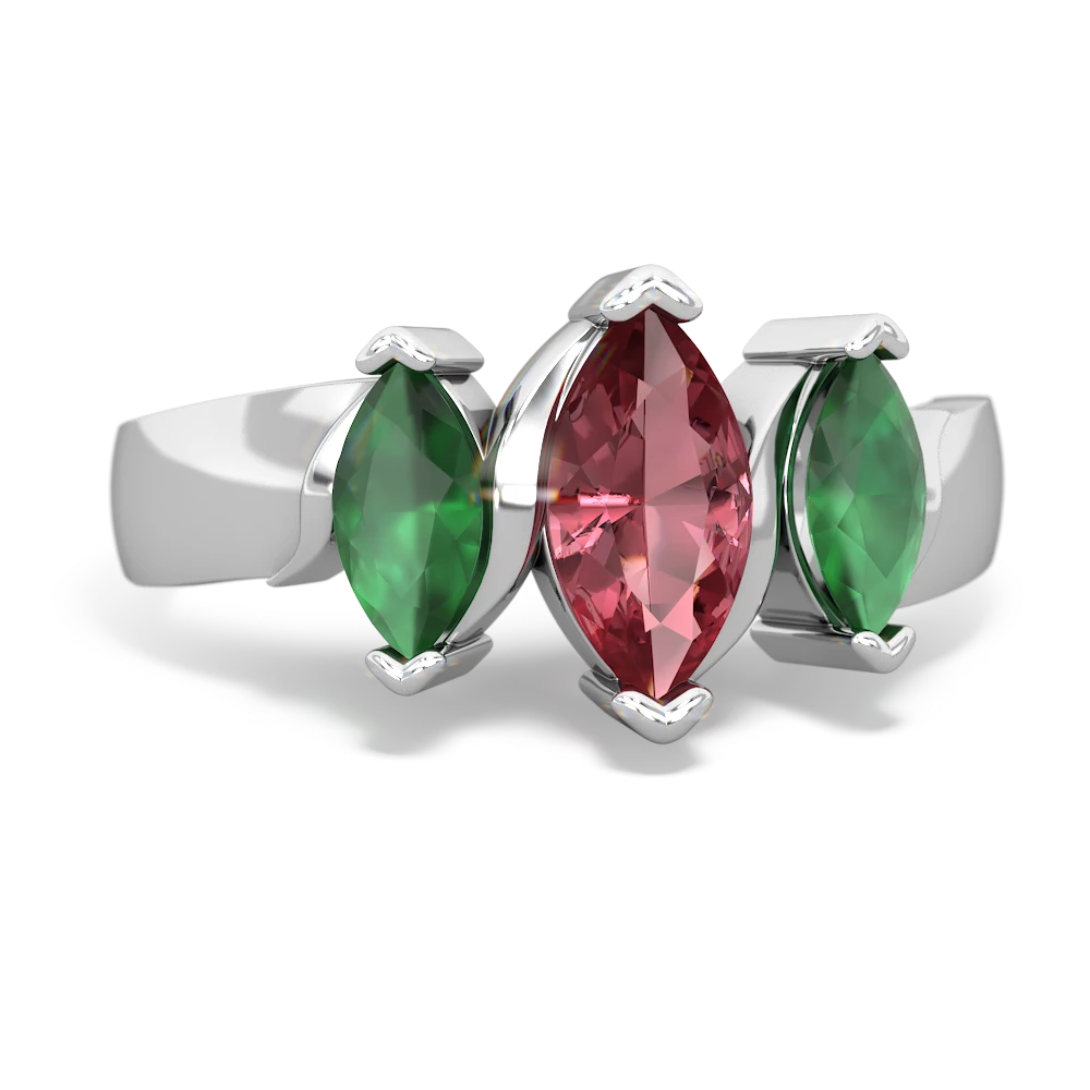 Pink Tourmaline Three Peeks 14K White Gold ring R2433