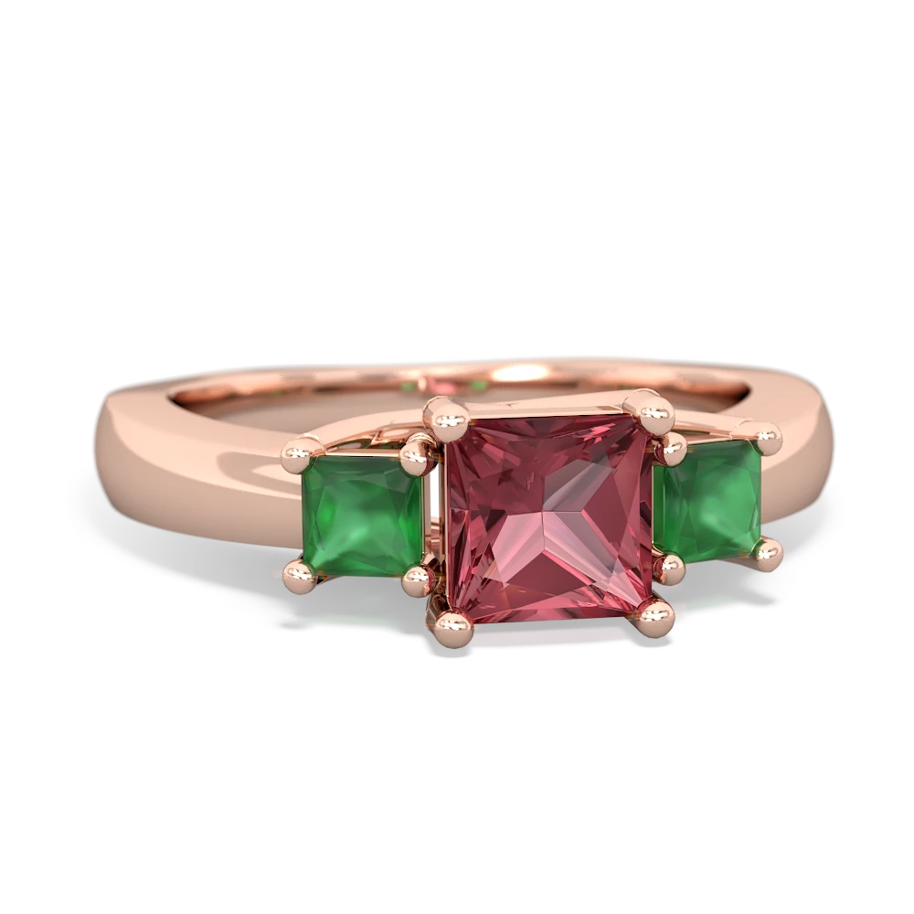 Pink Tourmaline Three Stone Trellis 14K Rose Gold ring R4015