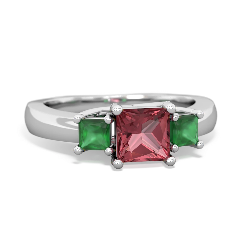 Pink Tourmaline Three Stone Trellis 14K White Gold ring R4015