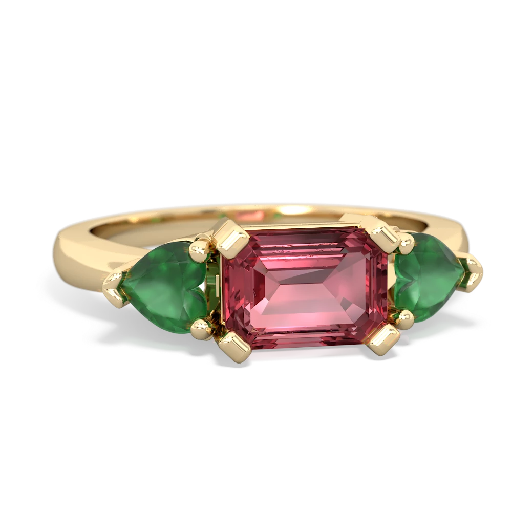 Pink Tourmaline Three Stone 14K Yellow Gold ring R5235