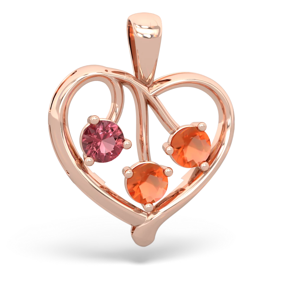 Pink Tourmaline Glowing Heart 14K Rose Gold pendant P2233