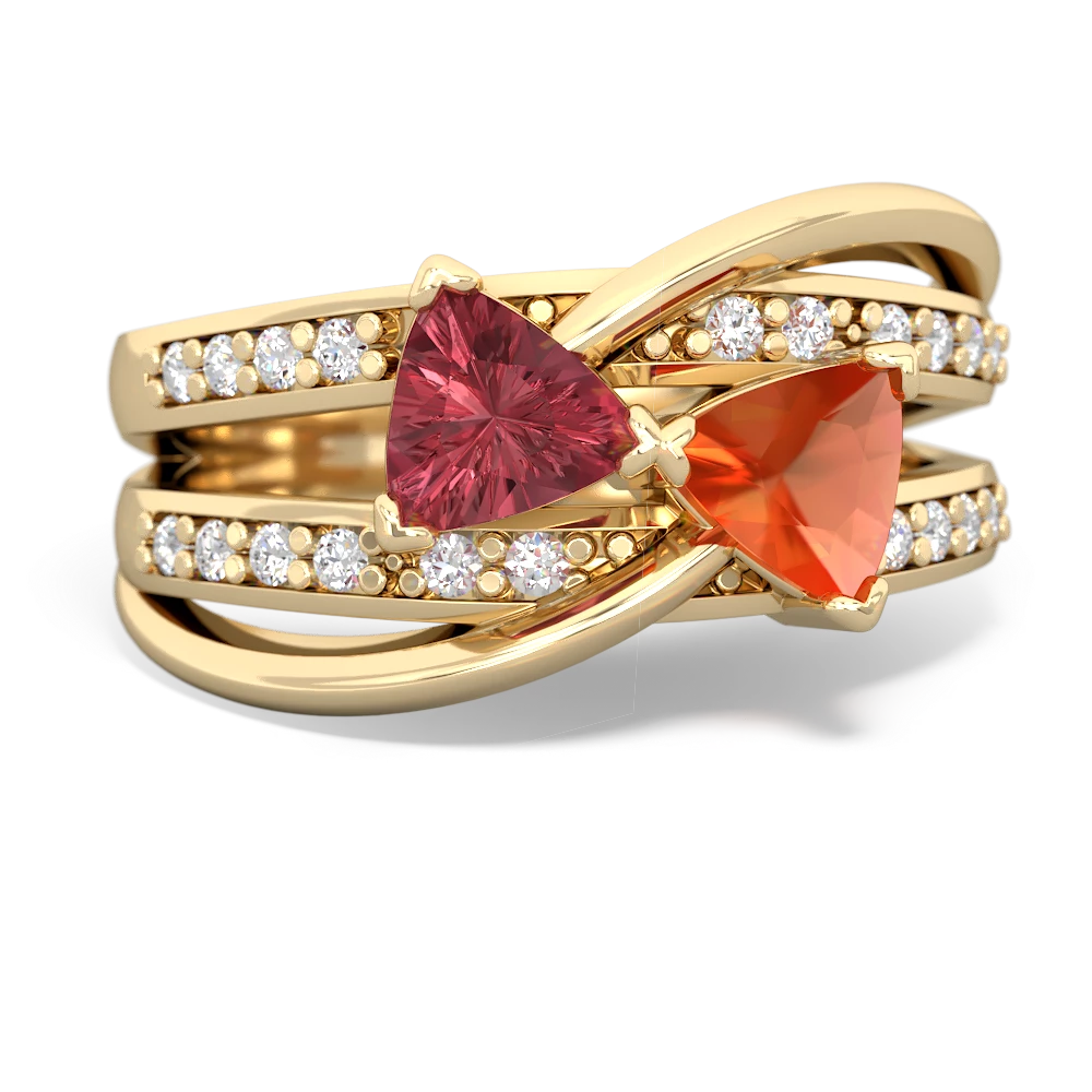 Pink Tourmaline Bowtie 14K Yellow Gold ring R2360