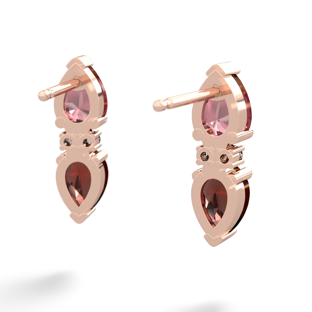 Pink Tourmaline Bowtie Drop 14K Rose Gold earrings E0865