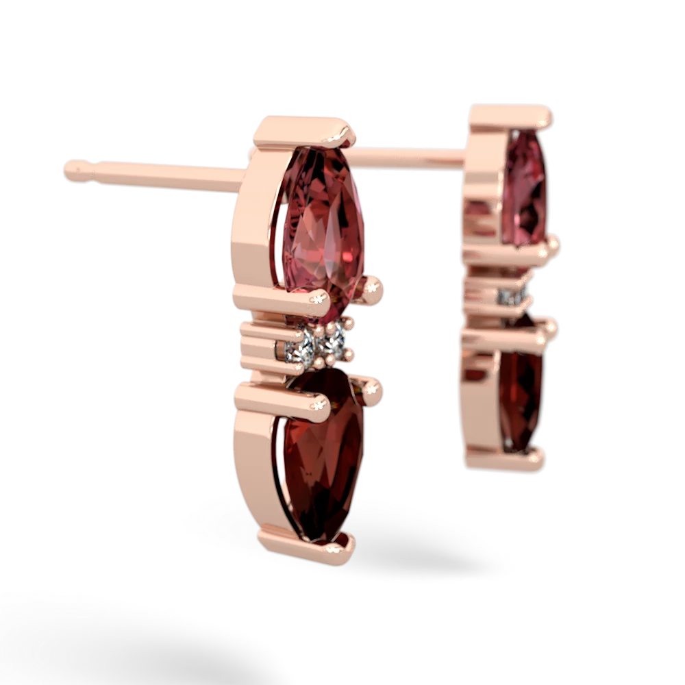 Pink Tourmaline Bowtie Drop 14K Rose Gold earrings E0865