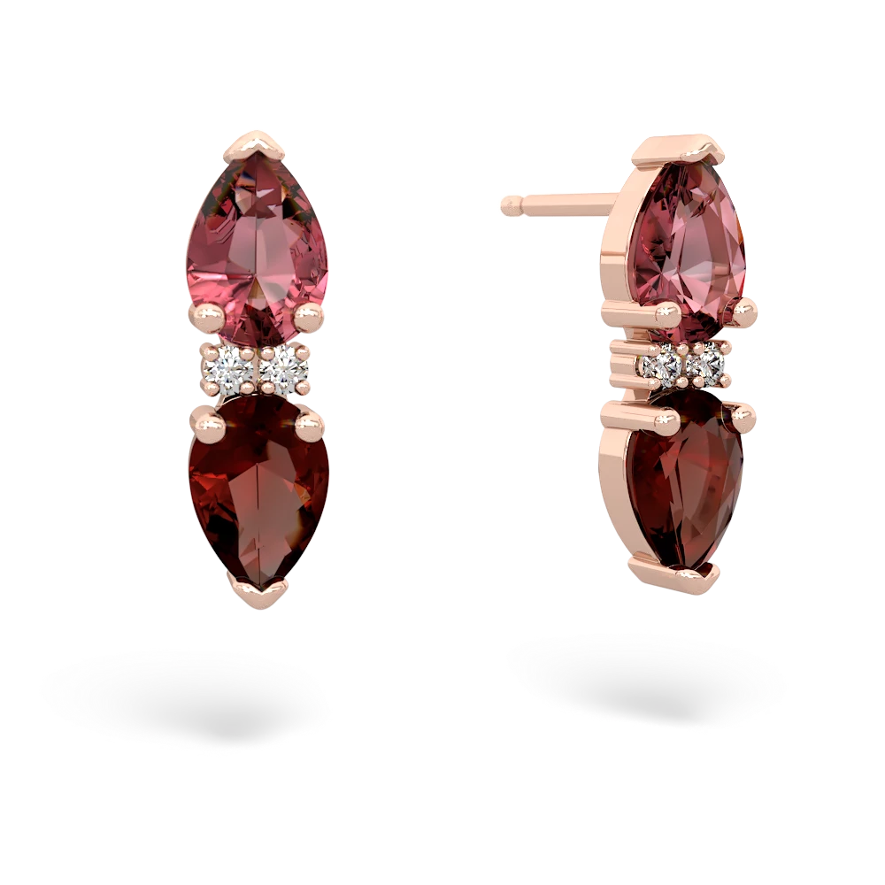 Pink Tourmaline Bowtie Drop 14K Rose Gold earrings E0865