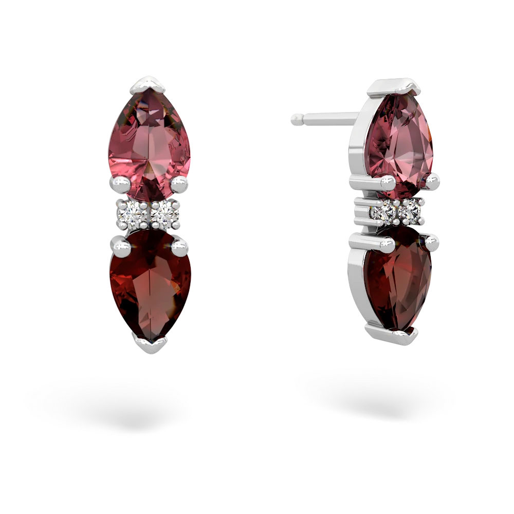 Pink Tourmaline Bowtie Drop 14K White Gold earrings E0865