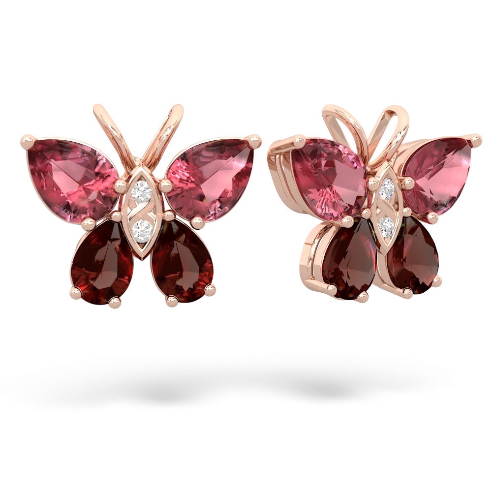 Pink Tourmaline Butterfly 14K Rose Gold earrings E2215