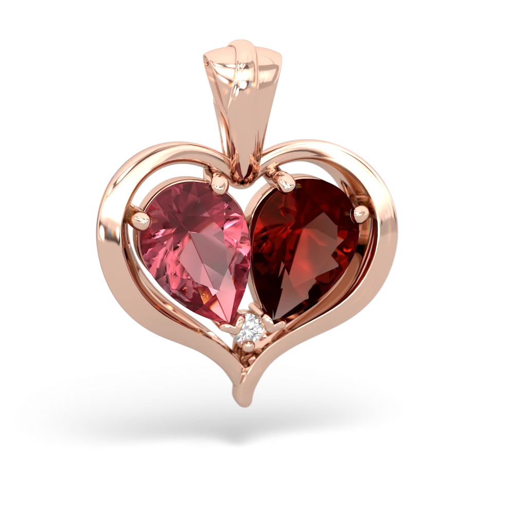 Pink Tourmaline Two Become One 14K Rose Gold pendant P5330