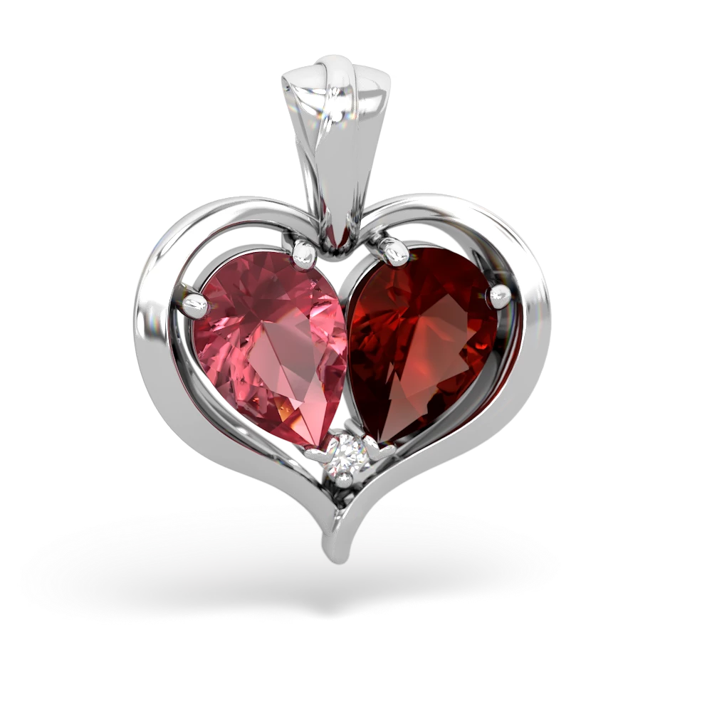 Pink Tourmaline Two Become One 14K White Gold pendant P5330