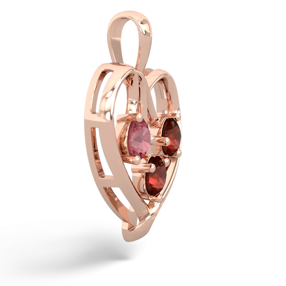 Pink Tourmaline Glowing Heart 14K Rose Gold pendant P2233