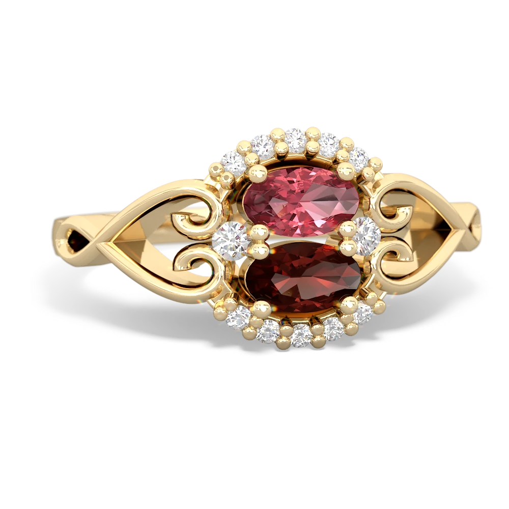 Pink Tourmaline Love Nest 14K Yellow Gold ring R5860