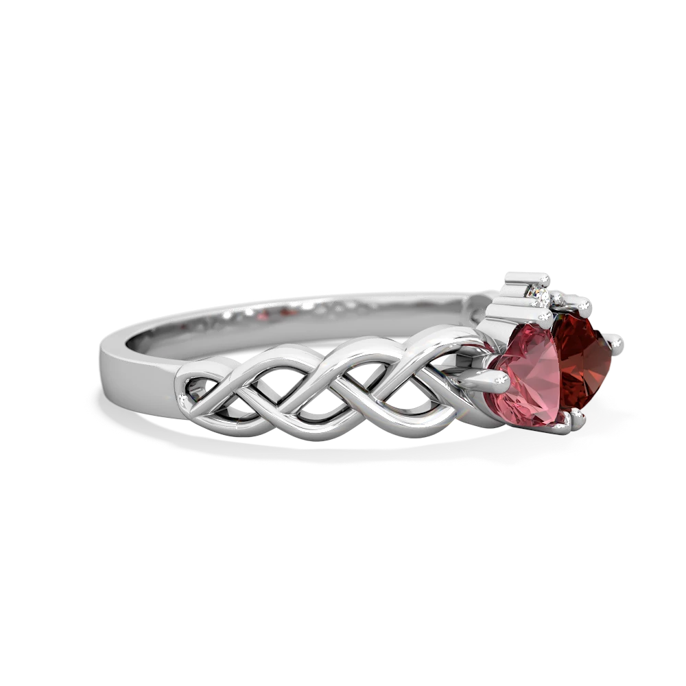 Pink Tourmaline Heart To Heart Braid 14K White Gold ring R5870