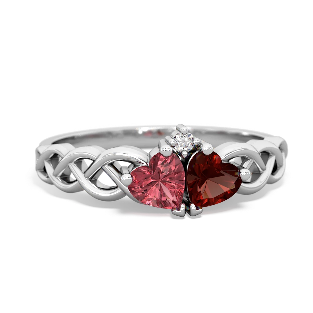 Pink Tourmaline Heart To Heart Braid 14K White Gold ring R5870