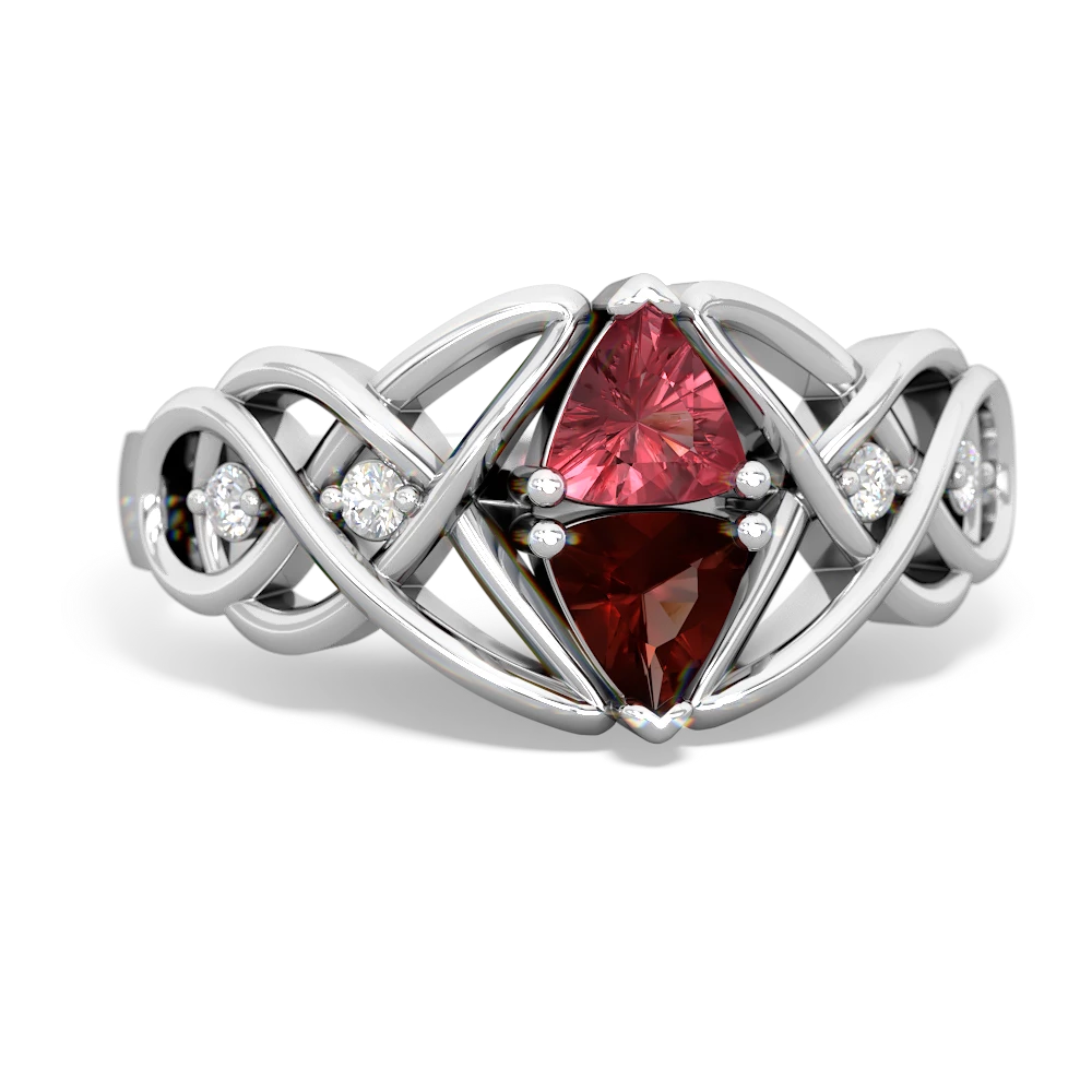 Pink Tourmaline Keepsake Celtic Knot 14K White Gold ring R5300