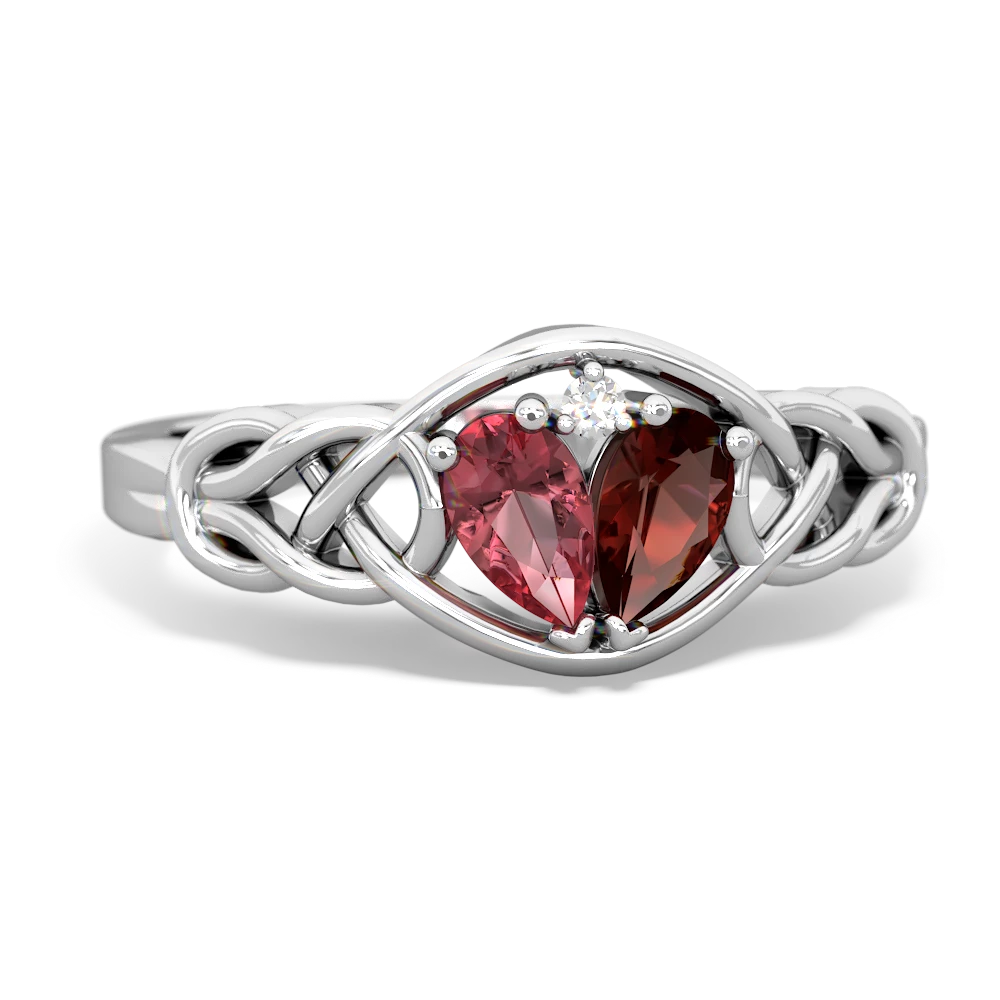 Pink Tourmaline Celtic Love Knot 14K White Gold ring R5420