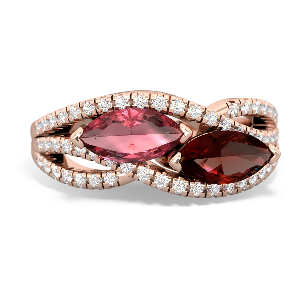 Pink Tourmaline Diamond Rivers 14K Rose Gold ring R3070