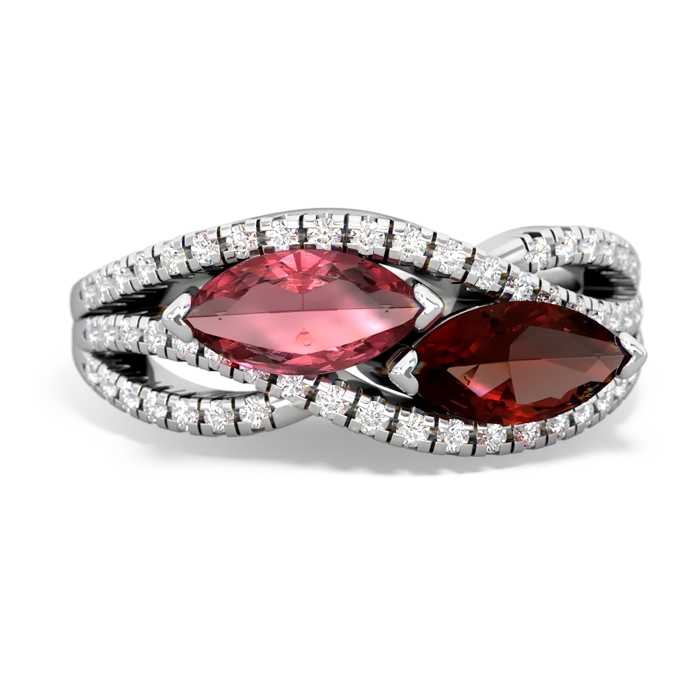 Pink Tourmaline Diamond Rivers 14K White Gold ring R3070