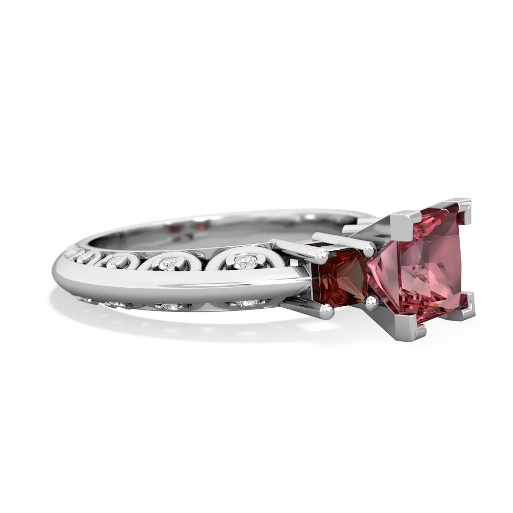 Pink Tourmaline Eternal Embrace Engagement 14K White Gold ring C2001