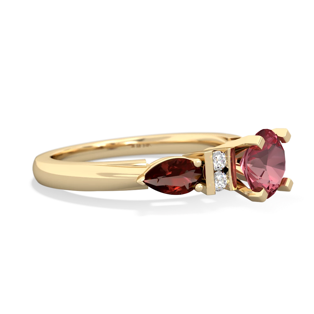 Pink Tourmaline 6Mm Round Eternal Embrace Engagement 14K Yellow Gold ring R2005