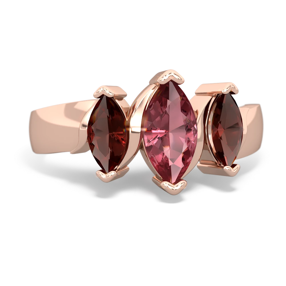 Pink Tourmaline Three Peeks 14K Rose Gold ring R2433